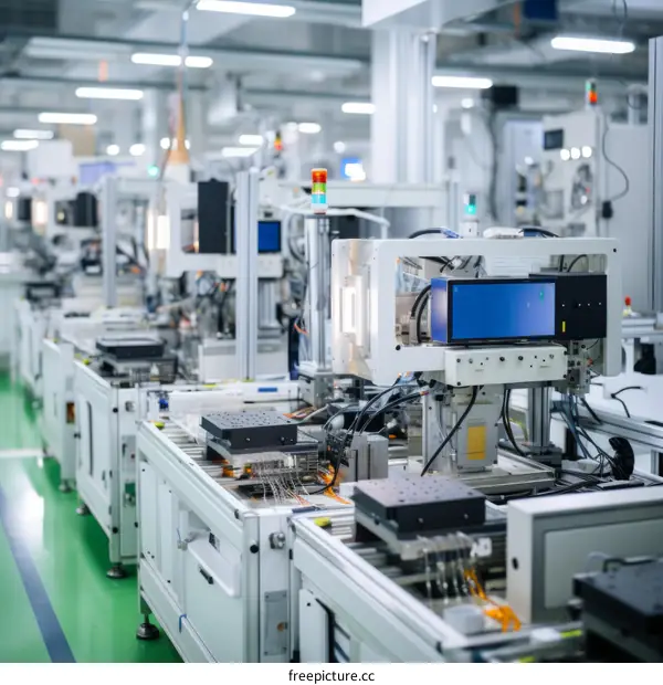 Automated SMT production line in electronics manufacturing