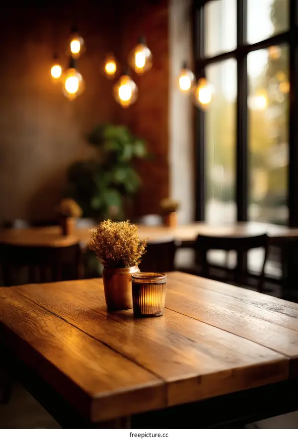 Rustic Wooden Table with Decor