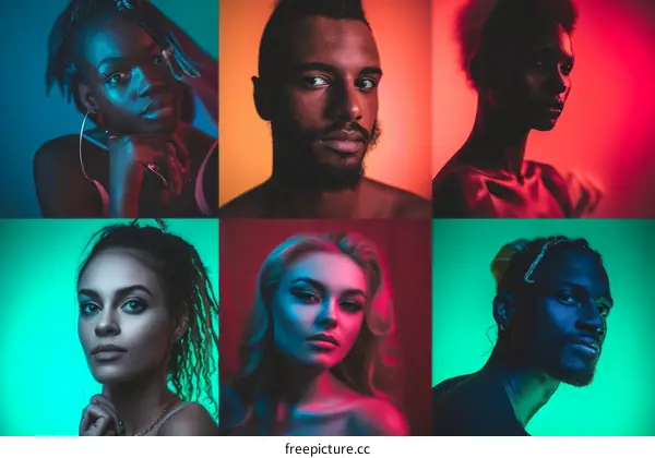 A collage of portraits of six people of different ethnicities.