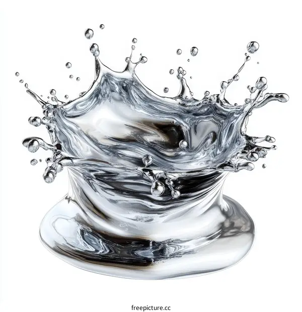 Silver Liquid Splashing Illustrative Image