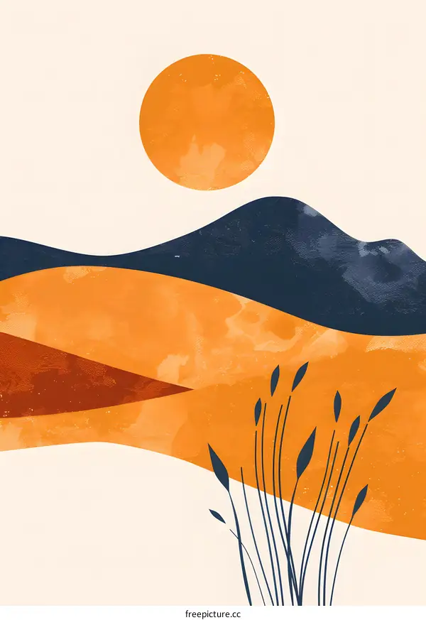 Abstract Landscape with Sun and Grass