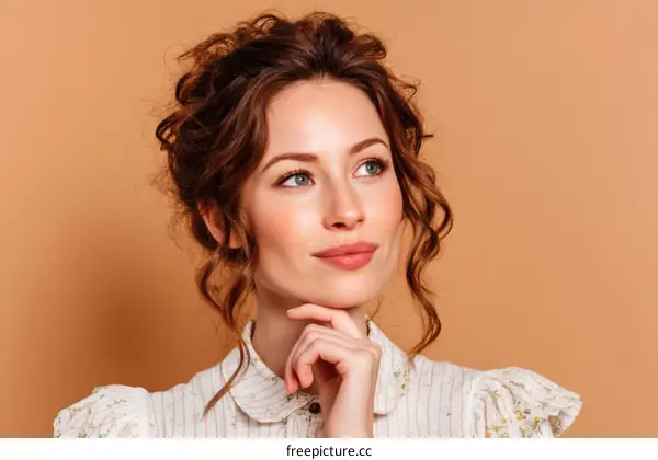 Closeup Portrait of a Thoughtful Woman