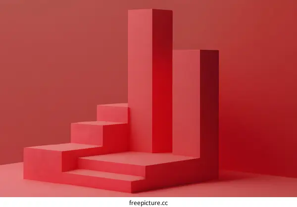 Red Geometric Shapes Minimalist Product Display Mockup