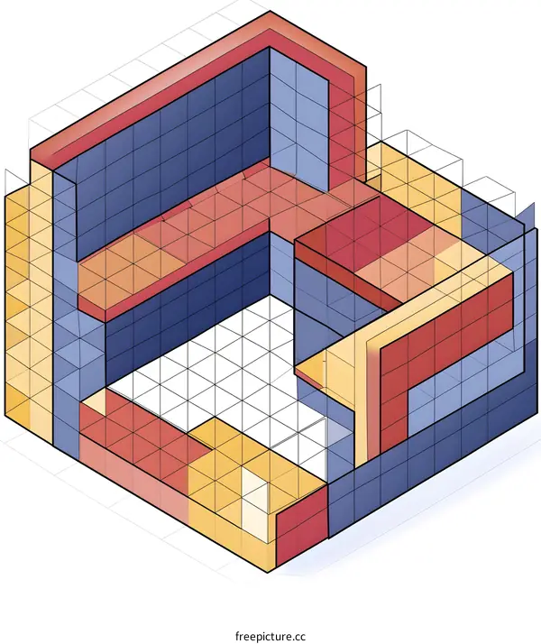 Abstract Geometric Shapes with Colorful Blocks