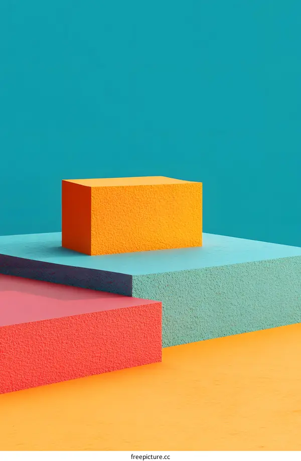 Abstract Minimalist 3D Geometric Shapes Colorful Background Design