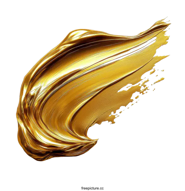 [Transparent Background PNG]Golden Paint Stroke Art Illustration