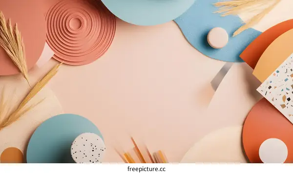 Abstract Geometric Shapes with a Minimalist Design on a Peach Background