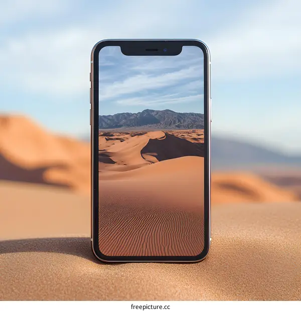 Smartphone Displaying Desert Landscape
