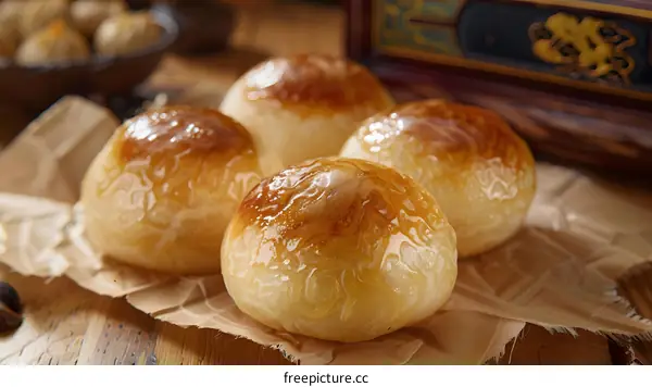 Close up of Golden Brown Pastry on Rustic Wood Table