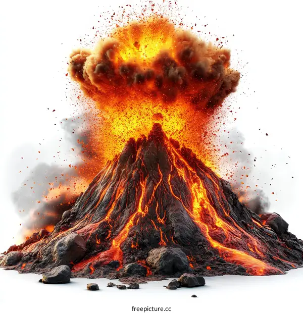 Erupting Volcano with Molten Lava