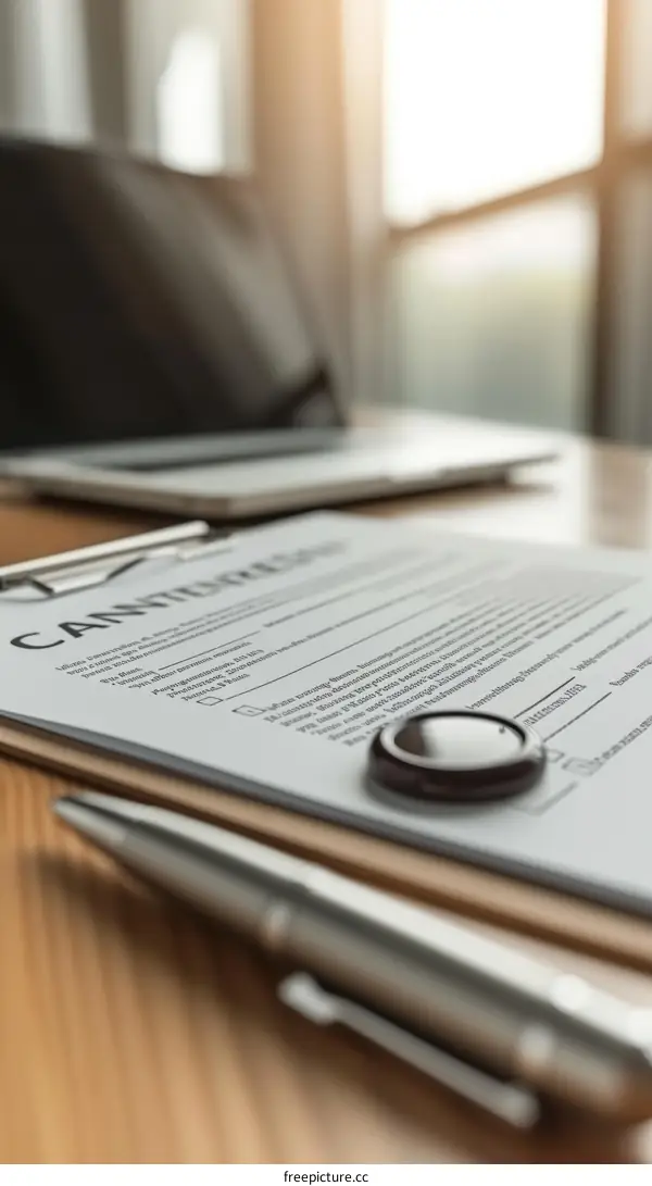 A contract and a stethoscope on a desk