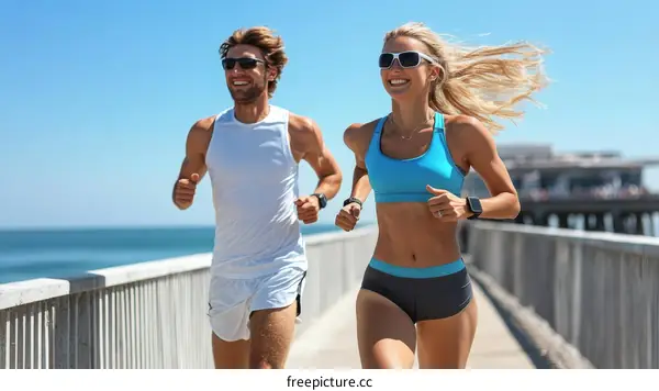 Couple Running at the Beachfront