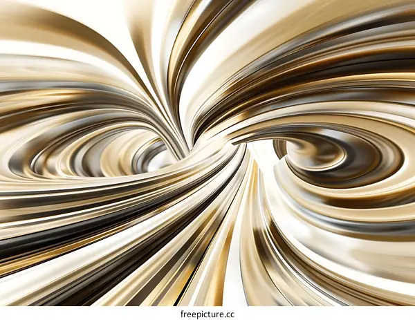 Abstract 3D Swirling Golden and Silver Stripes Design