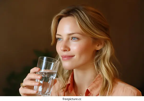 Woman Drinking Water Health and Wellness