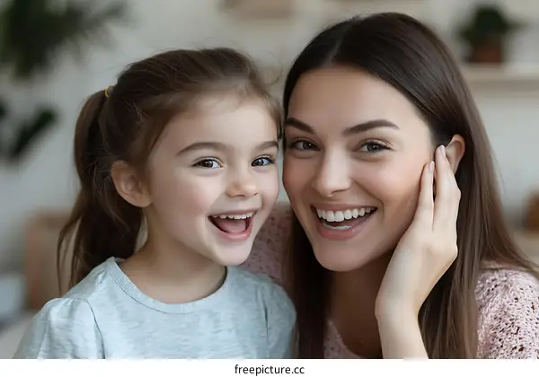 Happy Mother and Daughter Portrait