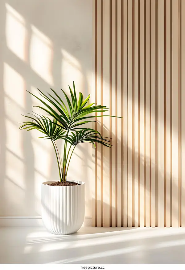 White Potted Plant with Sunlight
