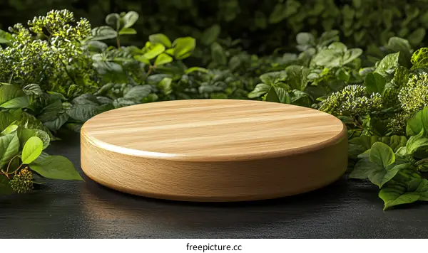 Wooden Display Platform in Nature Background