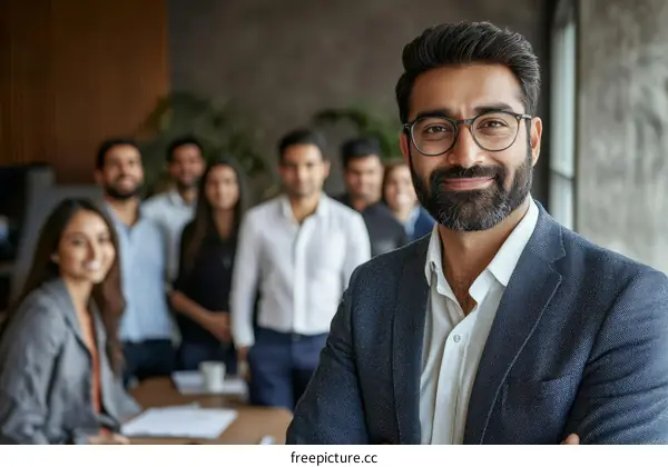 Business Meeting Team Leader in Modern Office