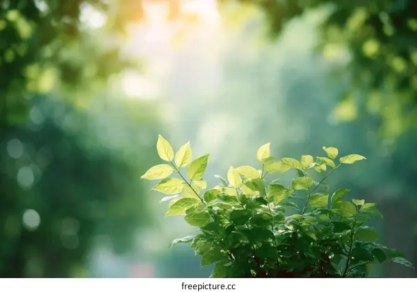 Fresh Green Leaves in Soft Sunlight