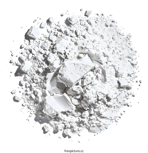 White clay powder isolated on white background