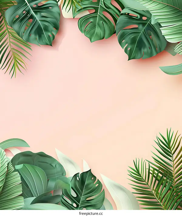 Tropical Leaves Frame Background