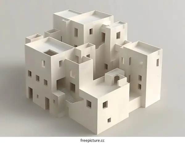 White Architectural Model of Modern Building