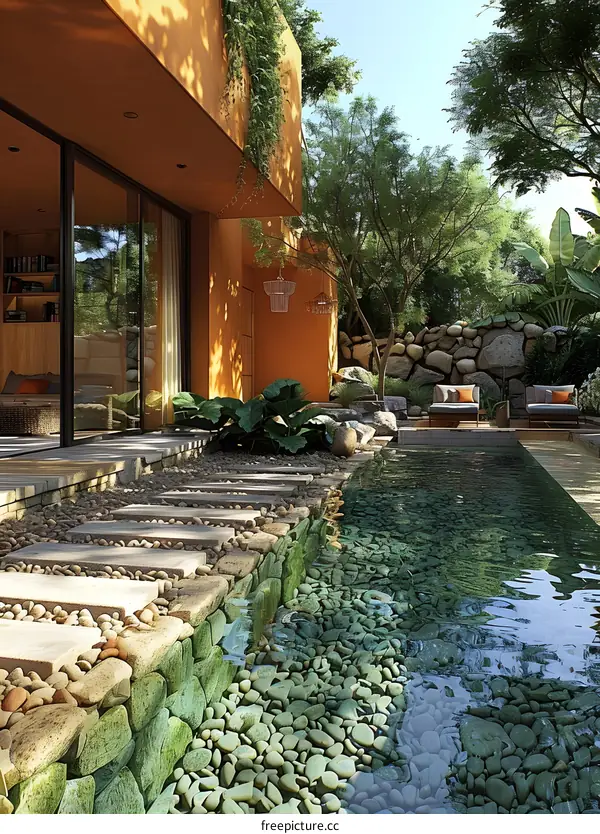 Modern Minimalist House Design with a Pool and Garden