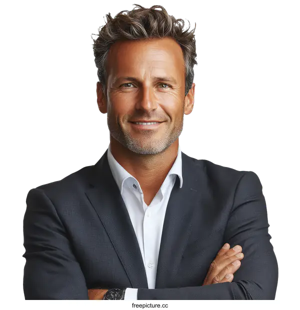 [Transparent Background PNG]Confident Businessman Portrait