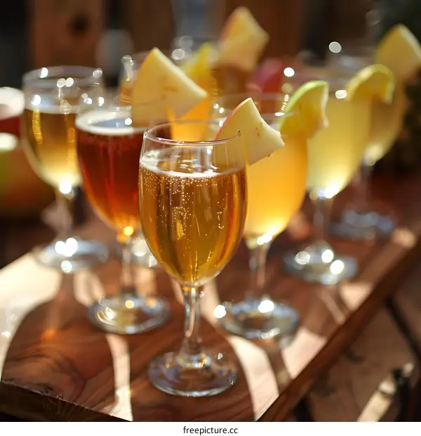 Apple Cider Tasting in Wine Glasses