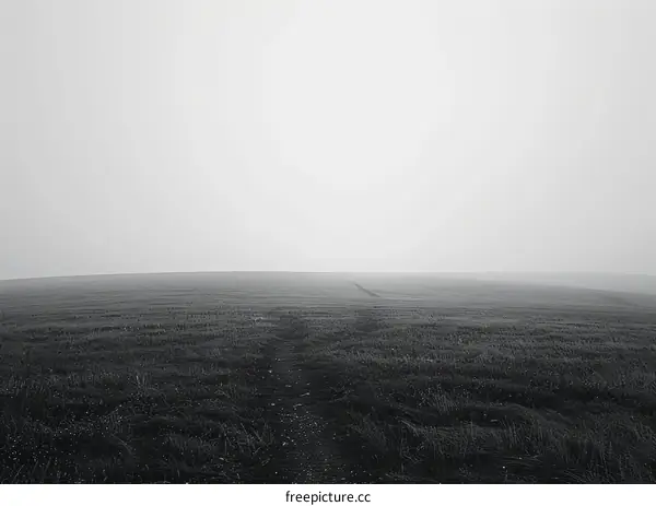 Lonely Path Through Desolate Grass Field