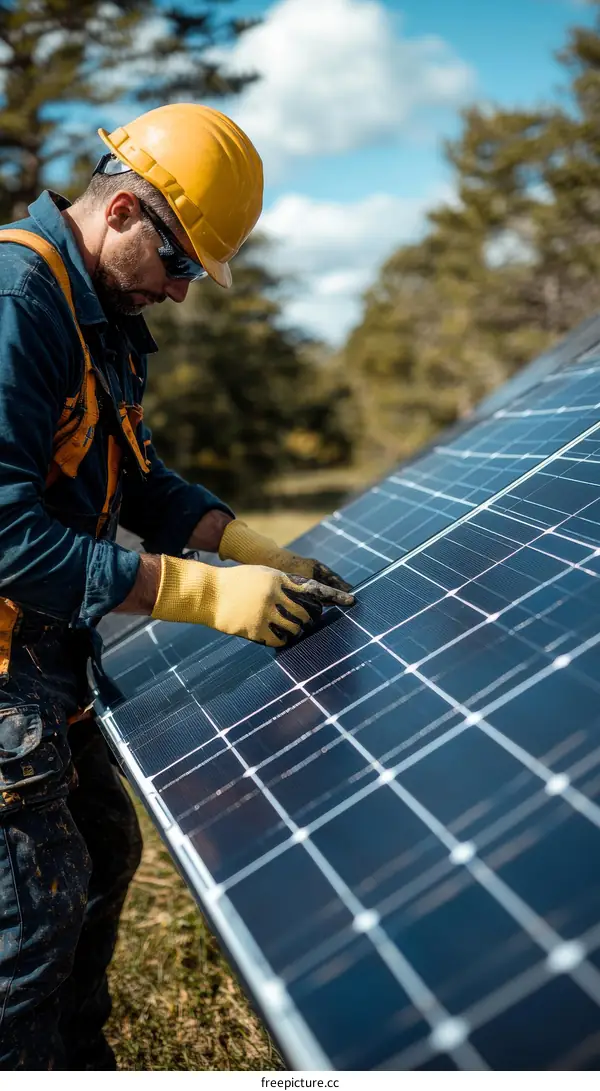 Solar Panel Installation Worker Outdoor