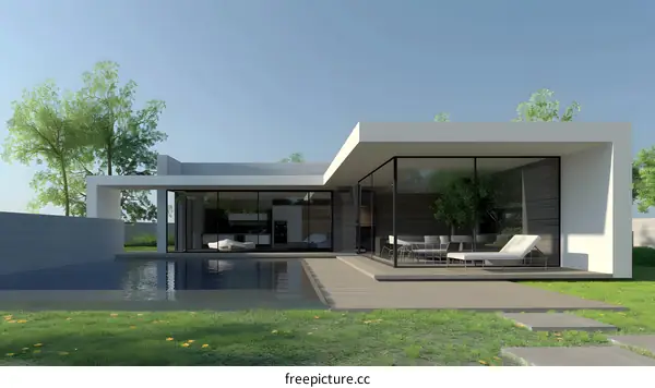 Modern House with Swimming Pool and Patio