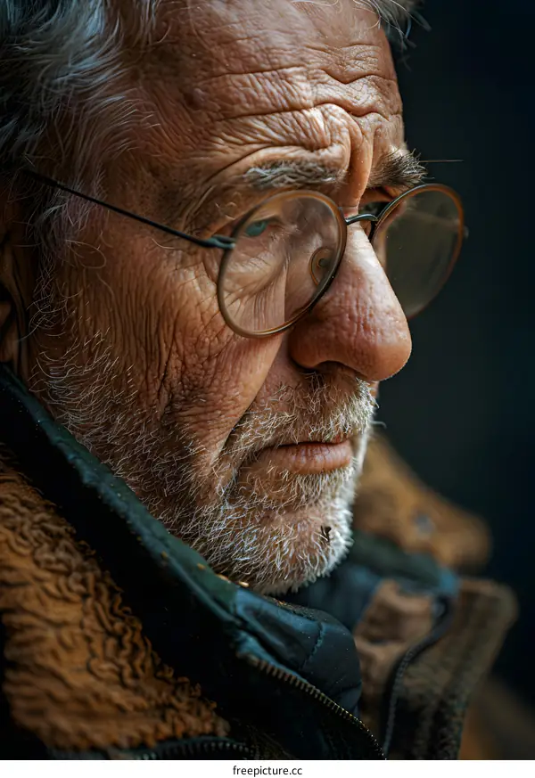portrait of an old man with glasses