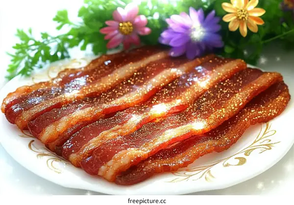 Deliciously Glittered Bacon on a Plate