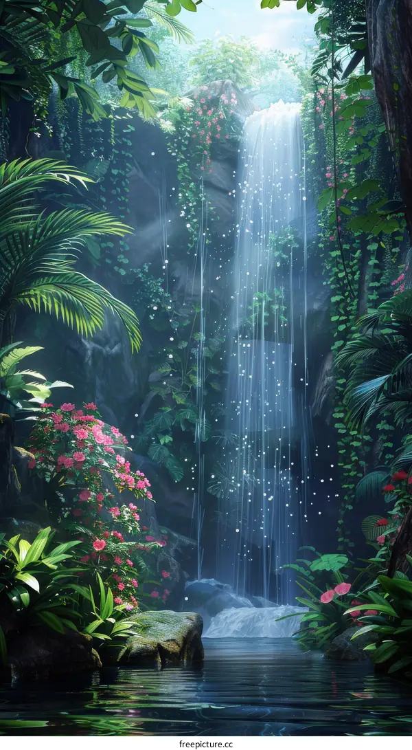 Lush Rainforest Waterfall