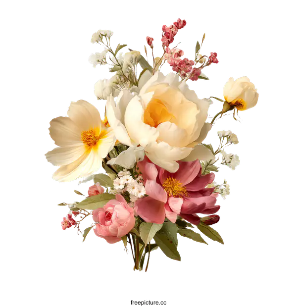 [Transparent Background PNG]Vintage Floral Bouquet Illustration