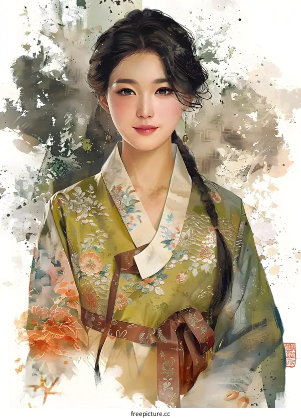 A beautiful Korean woman in traditional dress