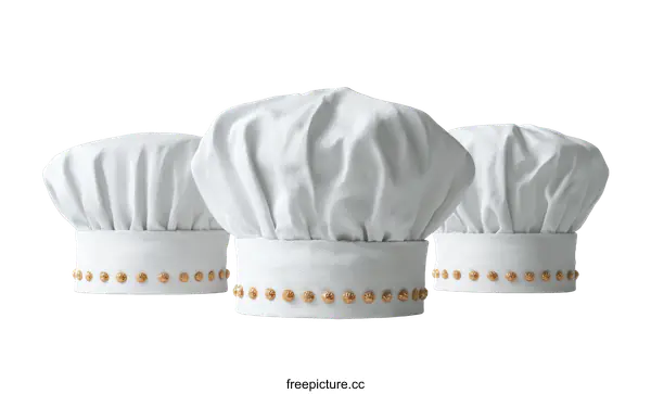 [Transparent Background PNG]Three Elegant White Chef Hats