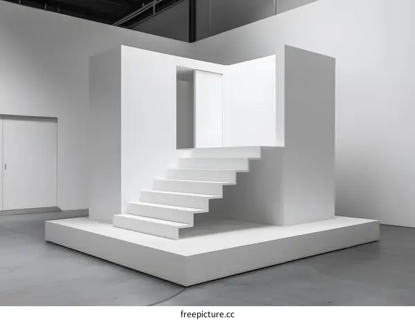 White Modern Minimalist Staircase Structure Architecture Interior Design