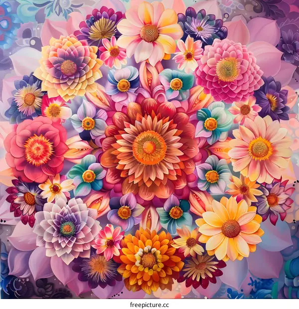 Colorful Flower Arrangement Illustration