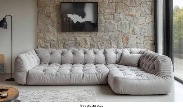 Modern Sectional Sofa in Light Gray