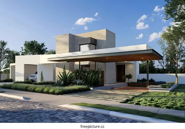 Modern Home Exterior Design With Covered Entrance