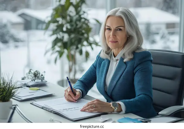 Confident Business Woman Working in Office