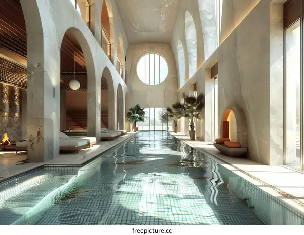 Modern Spa Pool Interior Design Illustration