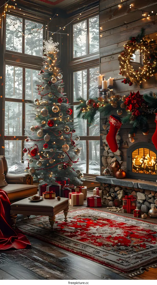 Christmas Tree in a Cabin