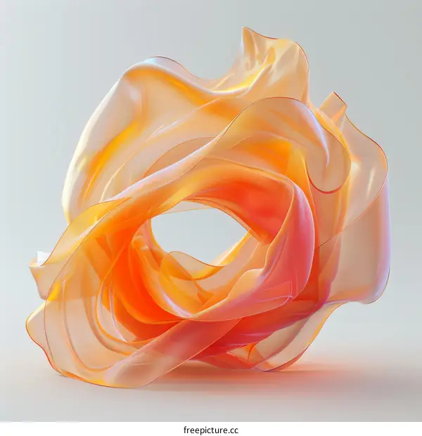 Abstract 3D rendering of a glowing, transparent orange torus knot