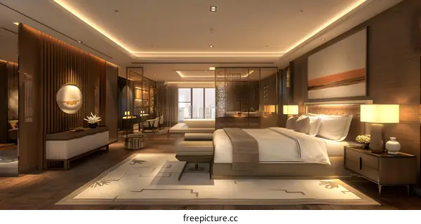 Luxury hotel suite bedroom