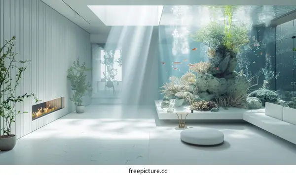Modern Home Interior Design with Aquarium