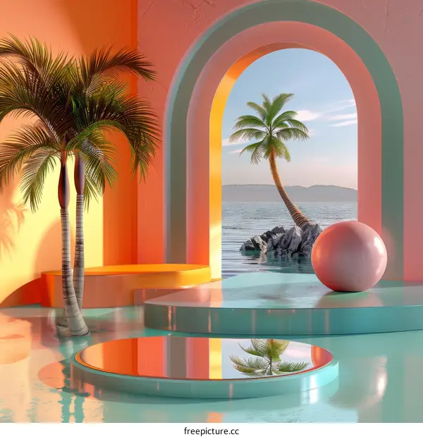 Tropical Paradise Minimalist Display Scene