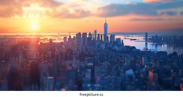 Manhattan Skyline at Sunset